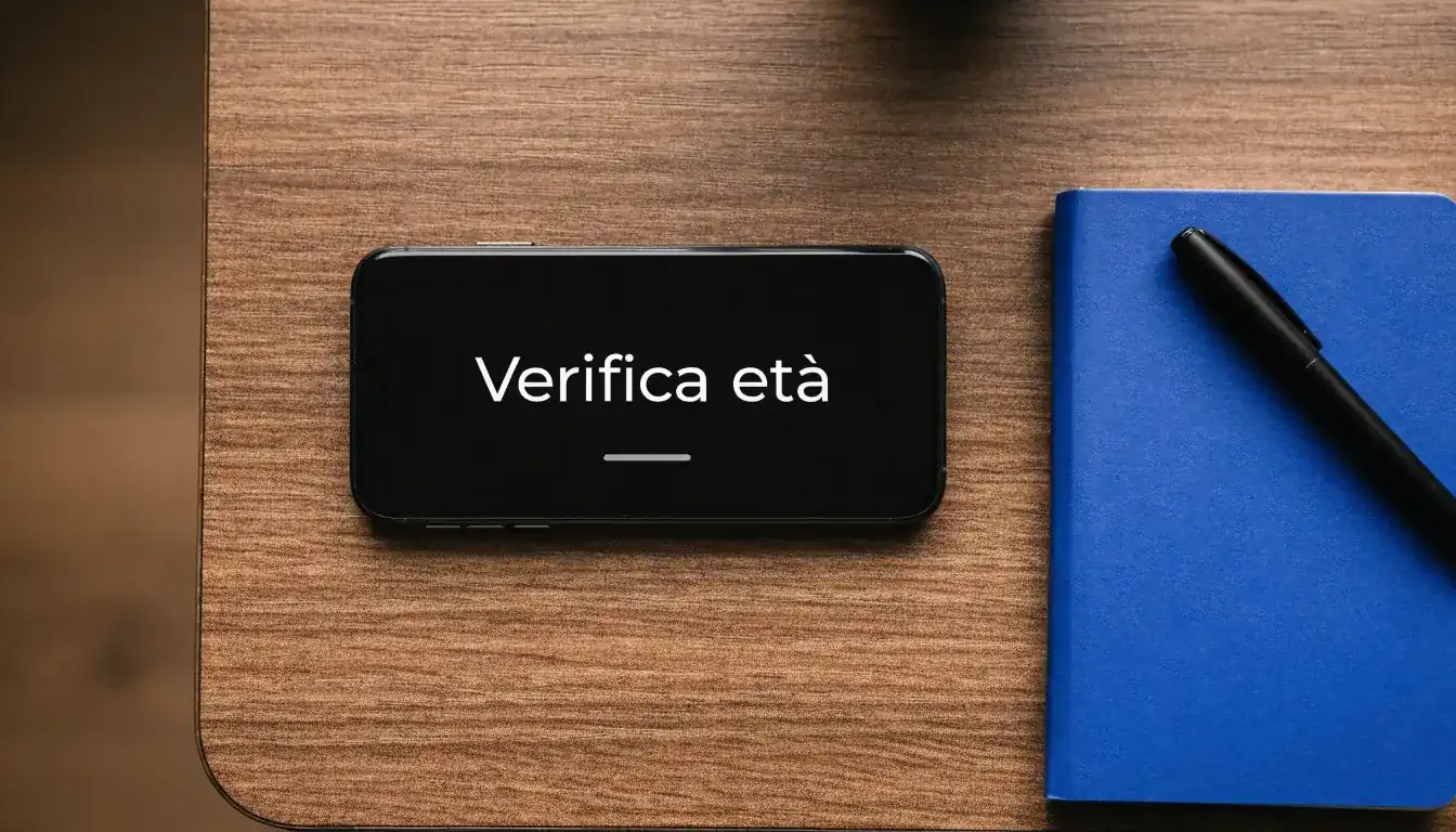 Un foglio di concessione in carta con un timbro rosso, appoggiato su una scrivania di legno accanto a una penna
