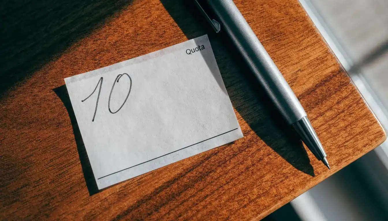 Un foglio di concessione in carta con un timbro rosso, appoggiato su una scrivania di legno accanto a una penna